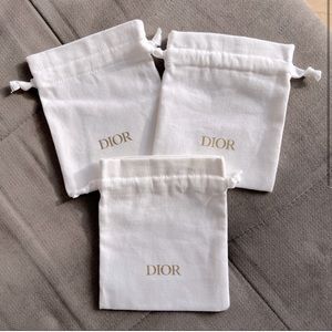 BRAND NEW DIOR White Canvas Beauty Dust Bag x3